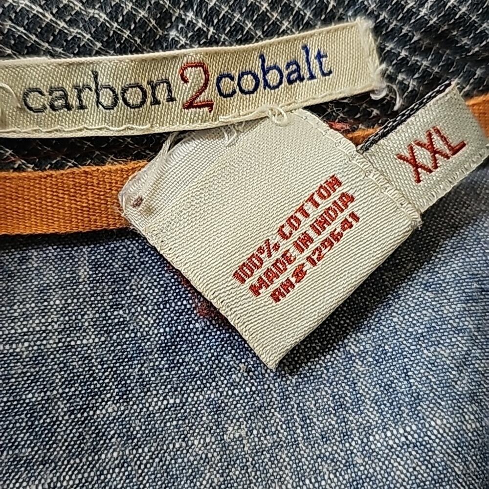 Carbon 2 Cobalt Men Sz XXL 100% Cotton Grunge Goth Preppy Pockets Shirt - Picture 8 of 11